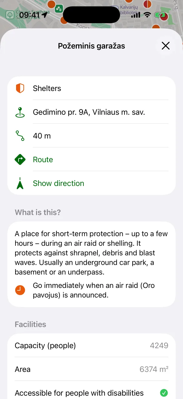 Shelter card with route and direction buttons